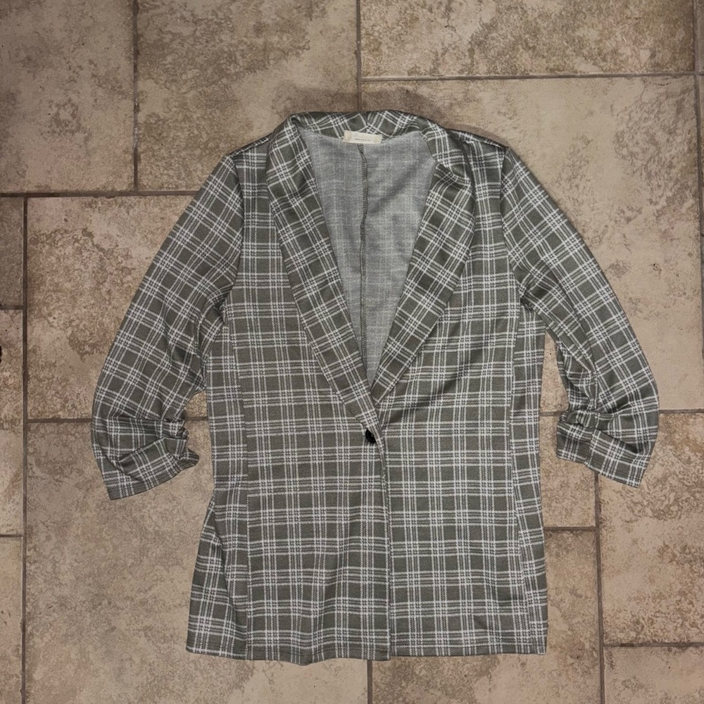 Altar'd State ~ Olive Green Blazer Womens Size Medium 3/4 Sleeve Chic - Picture 4 of 8